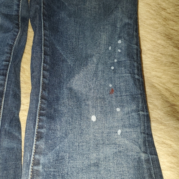 Armani Jeans Mens 32x32(meas 32x32) Blue Denim Jeans Paint Splatter Ripped - Picture 6 of 16